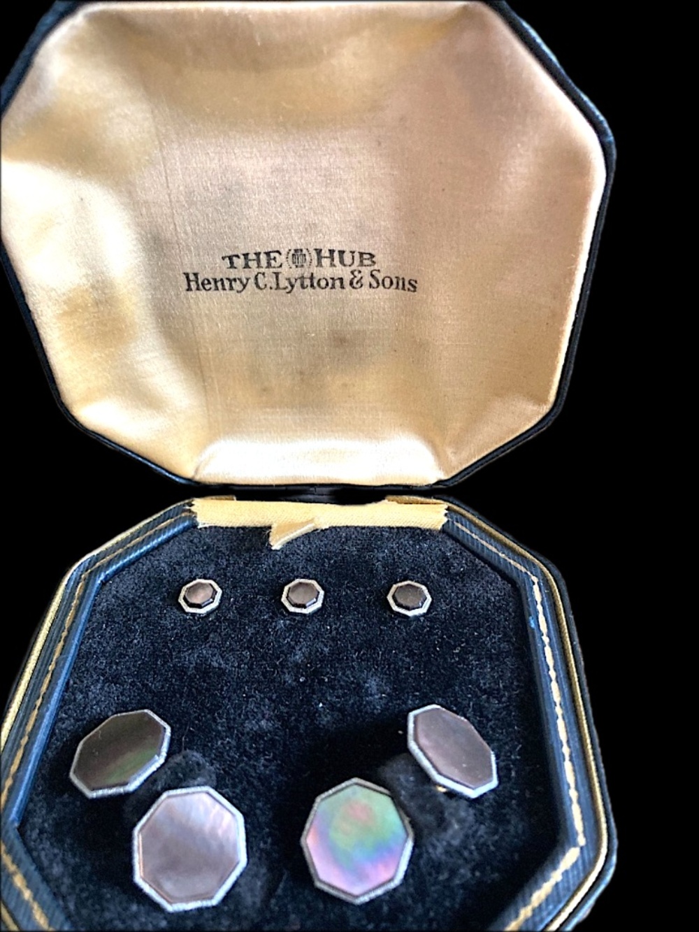 Rare Early Krementz Cufflinks & Stud Set w/ Original Box & original Price Tag.